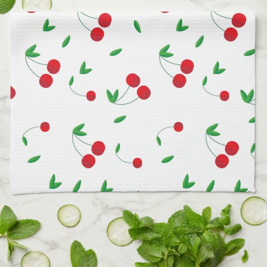 Cherry Pattern Easy Cherry Zeichnend Kirsche Art C Geschirrtuch (Gefaltet)