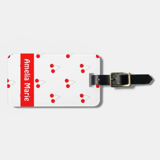 Cherry Pattern Fruit Personalize Gepäckanhänger (Vorderseite horizontal)