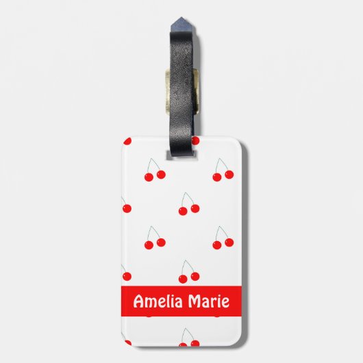 Cherry Pattern Fruit Personalize Gepäckanhänger (Rückseite vertikal)
