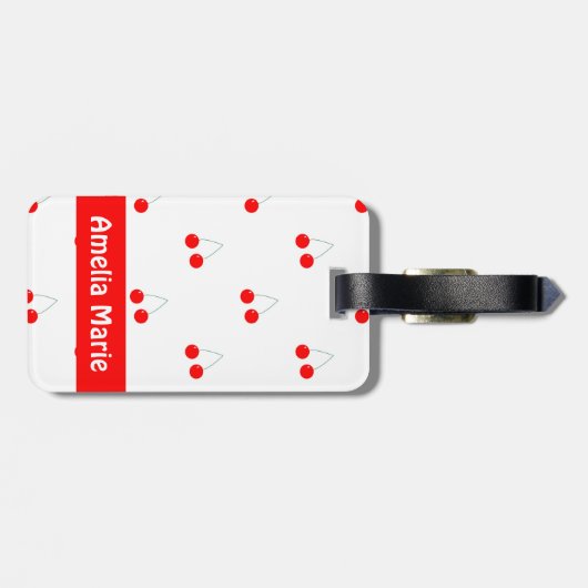 Cherry Pattern Fruit Personalize Gepäckanhänger (Rückseite horizontal)