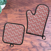 Cherry Pattern Oven Mitt and Pot Holders Set