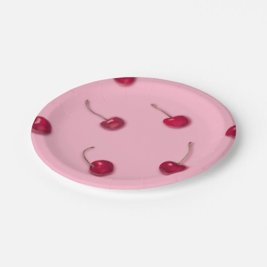 Cherry Pattern Pappteller (Schrägansicht)