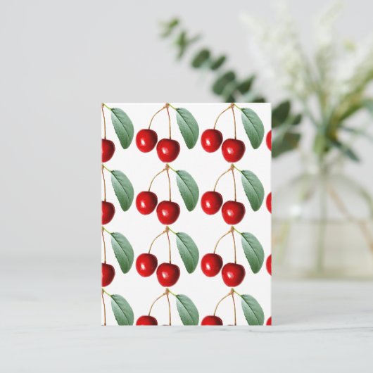 Cherry Pattern Postkarte (Stehend Vorderseite)