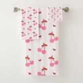 Cherry Pattern with Hearts Badhandtuch Set (Insitu)