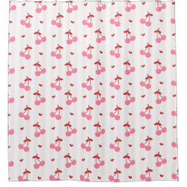 Cherry Pattern with Hearts Duschvorhang