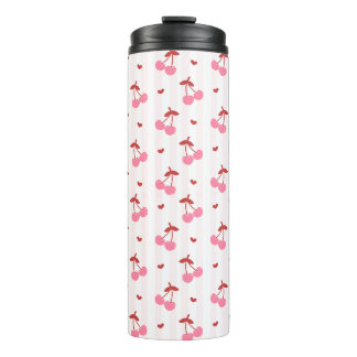 Cherry Pattern with Hearts Thermosbecher