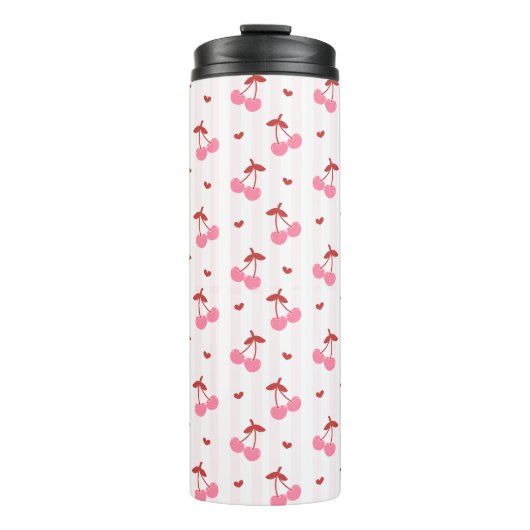 Cherry Pattern with Hearts  Thermosbecher (Vorderseite)