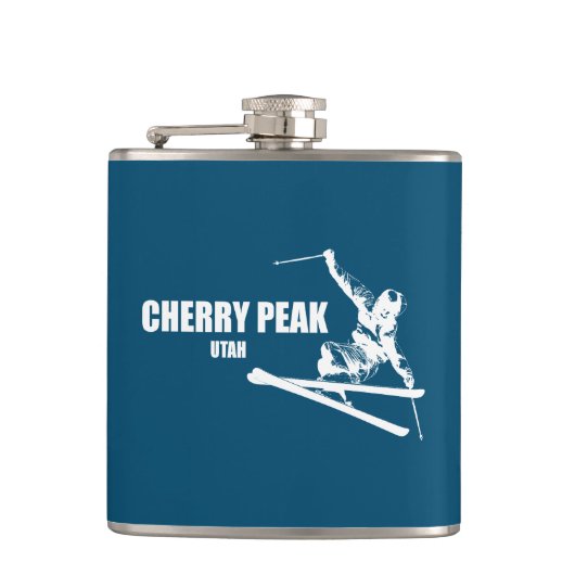 Cherry Peak Resort Skifahrer Flachmann (Vorderseite)