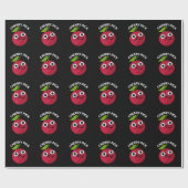Cherry Pick Funny Fruit Pun Dark BG Geschenkpapier (Flach)