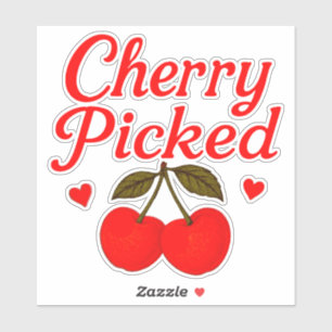 Cherry Picked Hearts Romantischer Kernpunkt Aufkleber