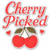Cherry Picked Hearts Romantischer Kernpunkt Aufkleber (Vorderseite)