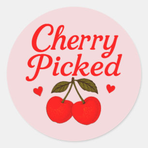 Cherry Picked Hearts Romantischer Kernpunkt Runder Aufkleber