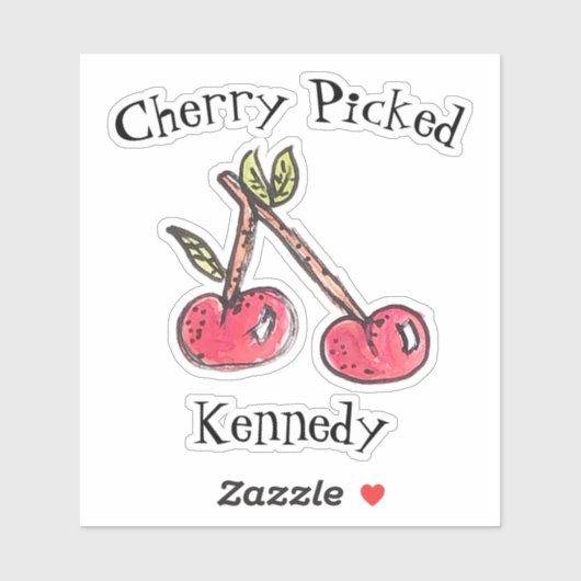 Cherry Picked Niedlich Name Trendy Frucht Moderner Aufkleber (Blatt)