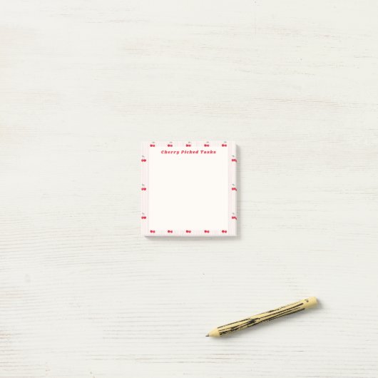 Cherry Picked Tasks Cute Border Sweetheart Glaze Post-it Klebezettel (Auf Schreibtisch)