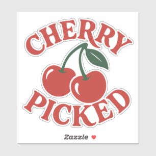 Cherry Picked Trendy Retro Fruit Graphic Aufkleber