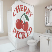 Cherry Picked Trendy Retro Fruit Graphic Duschvorhang (Beispiel)