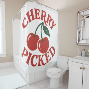 Cherry Picked Trendy Retro Fruit Graphic Duschvorhang