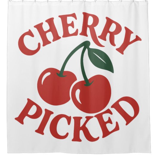 Cherry Picked Trendy Retro Fruit Graphic Duschvorhang (Vorderseite)