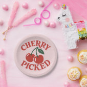 Cherry Picked Trendy Retro Fruit Graphic Party Pappteller (Party)