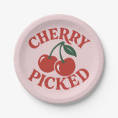 Cherry Picked Trendy Retro Fruit Graphic Party Pappteller (Vorderseite)