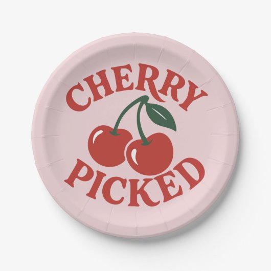 Cherry Picked Trendy Retro Fruit Graphic Party Pappteller (Vorderseite)