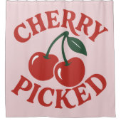 Cherry Picked Trendy Retro Fruit Graphic Pink Duschvorhang (Vorderseite)