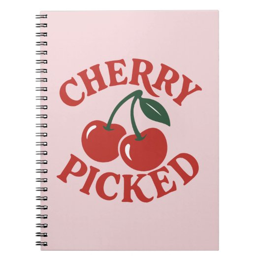 Cherry Picked Trendy Retro Fruit Graphic Pink Notizblock (Vorderseite)