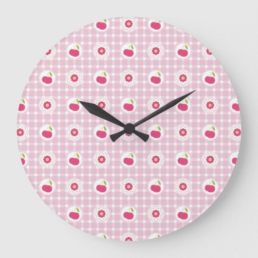 Cherry Picnic Wall Clock Große Wanduhr (Vorderseite)