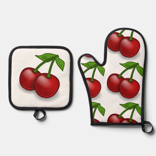 ‚Cherry Pie‘ Ofenhandschuh & Topflappen-Set (Vorderseite)