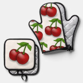 ‚Cherry Pie‘ Ofenhandschuh & Topflappen-Set (Vorderseite/Rückseite)