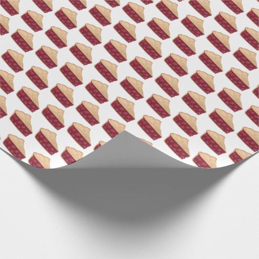 Cherry Pie Slice | Aquarellfarbene Lebensmitteldar Geschenkpapier (Ecke)