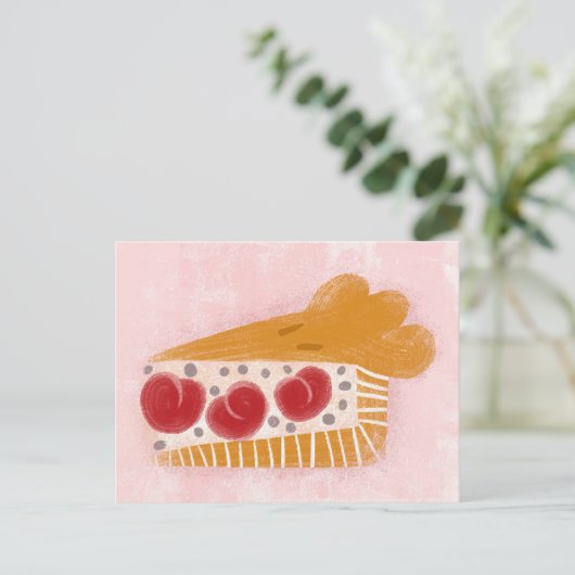 Cherry Pie Slice Postcard Postkarte (Stehend Vorderseite)