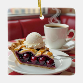 Cherry Pie, Vanilla Ice Creme & Kaffee Keramikornament
