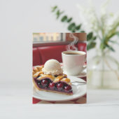 Cherry Pie, Vanilla Ice Creme & Kaffee Postkarte (Stehend Vorderseite)