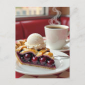 Cherry Pie, Vanilla Ice Creme & Kaffee Postkarte (Vorderseite)