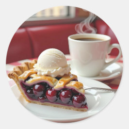 Cherry Pie, Vanilla Ice Creme & Kaffee Runder Aufkleber