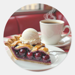Cherry Pie, Vanilla Ice Creme & Kaffee Runder Aufkleber
