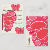 Cherry Pink 60er Butterfly Visitenkarte (Vorne/Hinten)