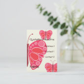 Cherry Pink 60er Butterfly Visitenkarte (Stehend Vorderseite)