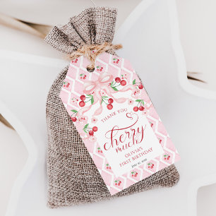 Cherry Pink Bow Baby Dusche Gefallen Geschenkanhänger