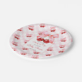 Cherry Pink Bow Baby Dusche Pappteller (Schrägansicht)