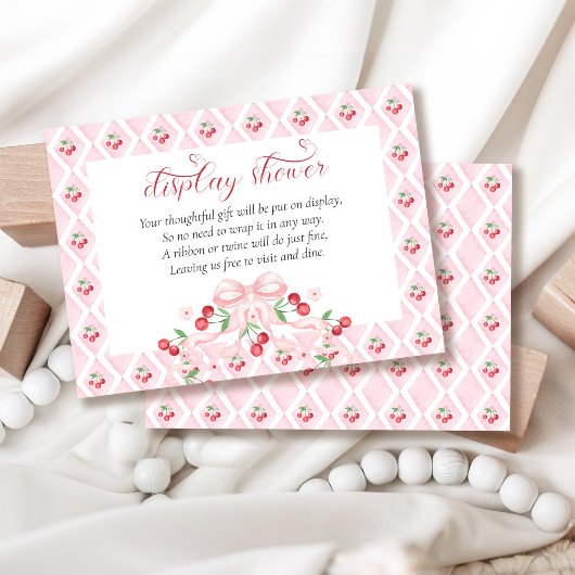 Cherry Pink Bow Babydusche Begleitkarte