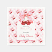 Cherry Pink Bow Babydusche Papier Napkin Serviette (Vorderseite)
