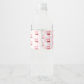 Cherry Pink Bow Girl Babydusche Wasserflaschenetikett (Rückseite)