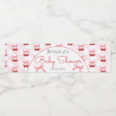 Cherry Pink Bow Girl Babydusche Wasserflaschenetikett (Einzelnes Label)