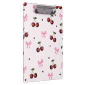 Cherry & Pink Bows Pattern - Coquette Aesthetic Klemmbrett (Rechts)