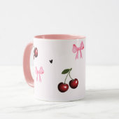 Cherry & Pink Bows Pattern - Coquette Aesthetic Tasse (Vorderseite Links)