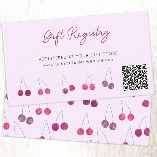 Cherry Pink Brautparty Geschenk Registrierung QR C Begleitkarte