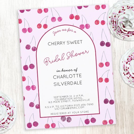 Cherry Pink Bridal Dusche Einladung Postkarte