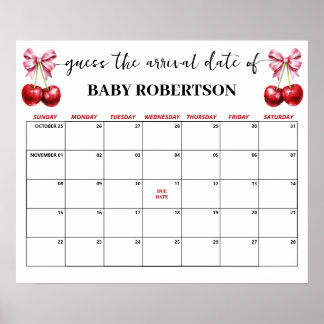 Cherry Pink Coquette Baby Ratgeber Fälligkeitskale Poster